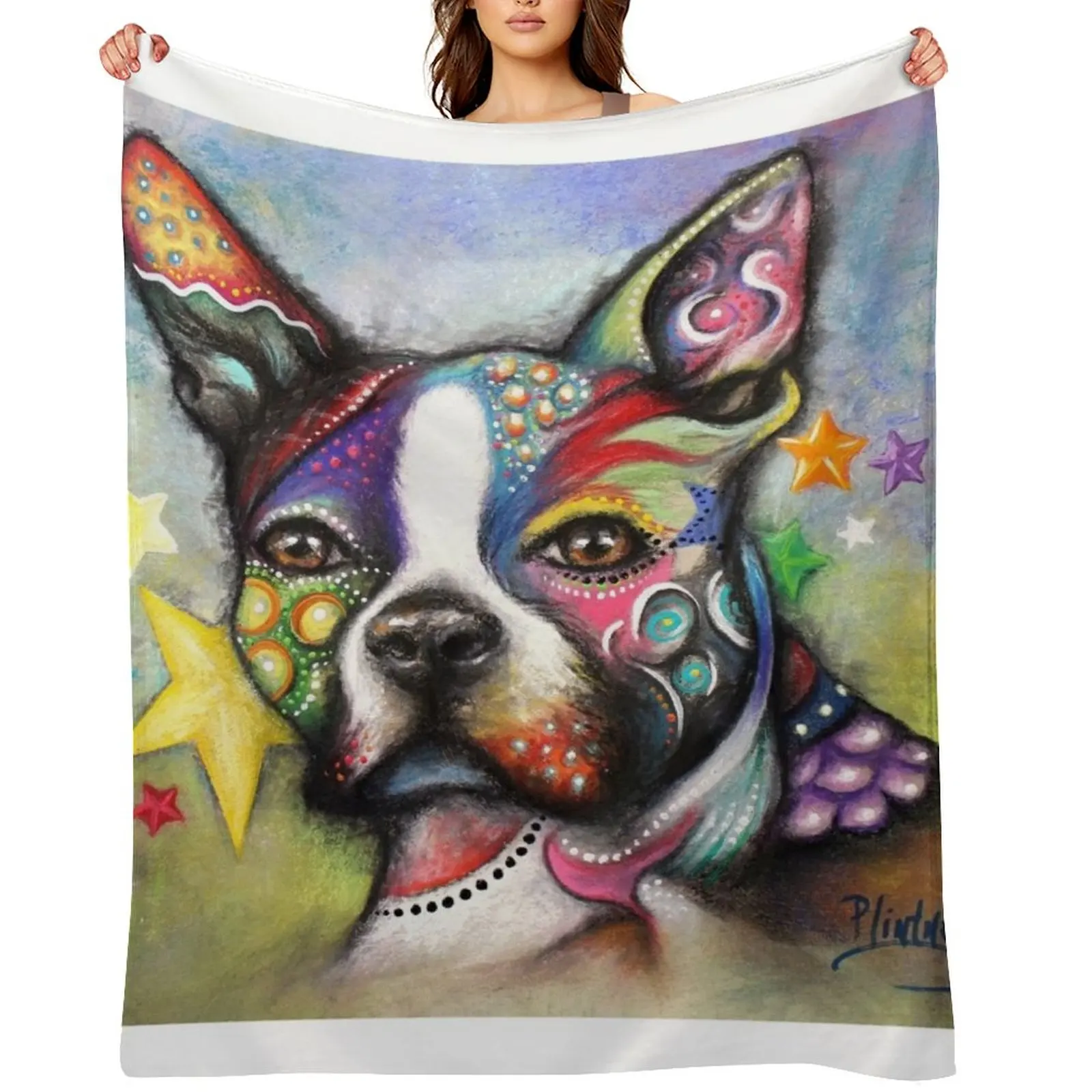 

Boston Terrier Throw Blanket Plaid Nap Decorative Throw Bed Fashionable Blankets