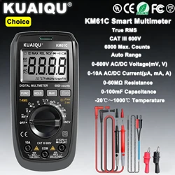 KUAIQU KM61C Digital Multimeter 6000 Counts Smart Professional Tester 600V 10A True RMS Auto Range AC DC Ohm Hz Capacitance