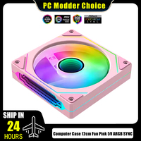 Computer Case RGB Fan Pink 5V ARGB SYNC, 12cm Mute Silent CPU Cooler Fan 120mm 16.5M Colors Light,Forward or Reverse Blade