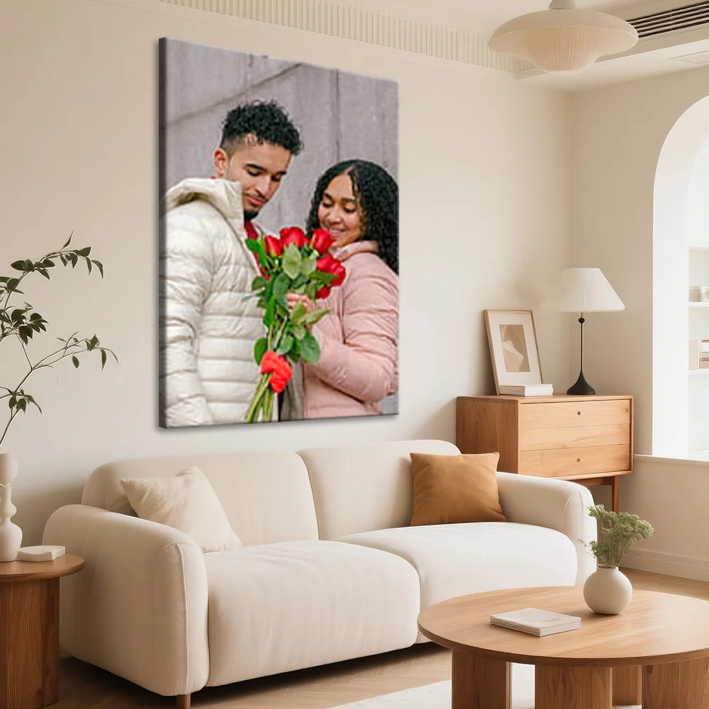 1 Pc Customized Photos on Canvas with DIY Wood Frame or frameless poster,Personalized Custom Photos for Your Lover,family,friend image 4