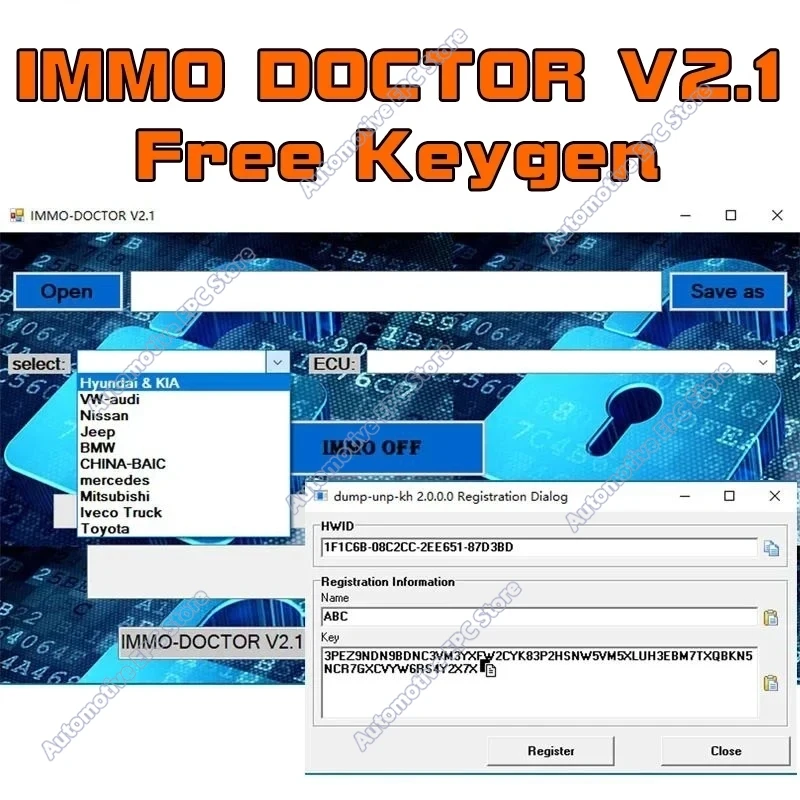Picture 4: IMMO DOCTOR V2.1 With Unlimited KEYGEN MULTI BRAND Immo Off Software ECU Chip Tuning+ ImmoKiller V1.10 OBD2 Scanner Car Software