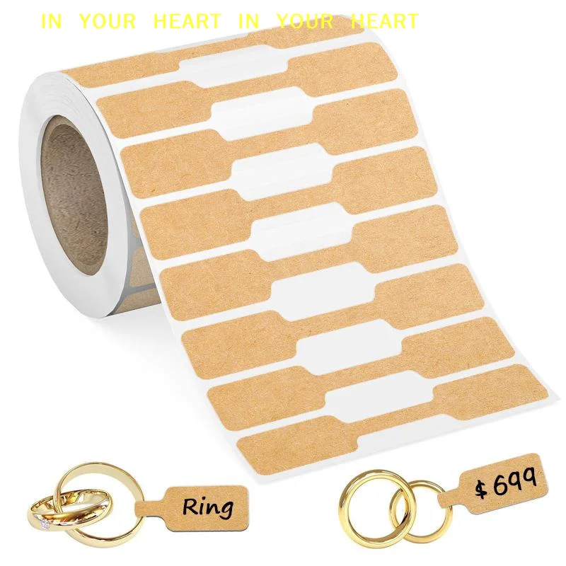 【X】500PCs/Roll Price Stickers Jewelry Price Tags Self Adhesive White Blank Sticker Kraft Paper Ring Necklace Earring Price Label