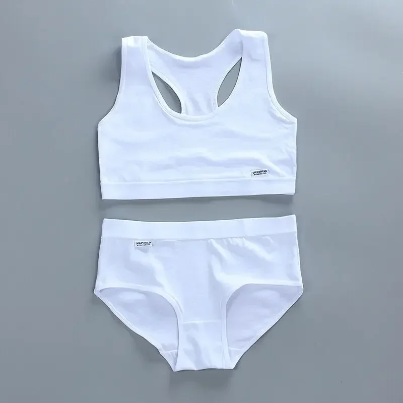 الفتيات التدريب حمالات الصدر سراويل الاطفال ملابس داخلية قطنية مجموعات المراهقين الطلاب الصدرية سترة وسراويل داخلية الفتيات اللاسلكية الرياضة الصدرية 8-16Y