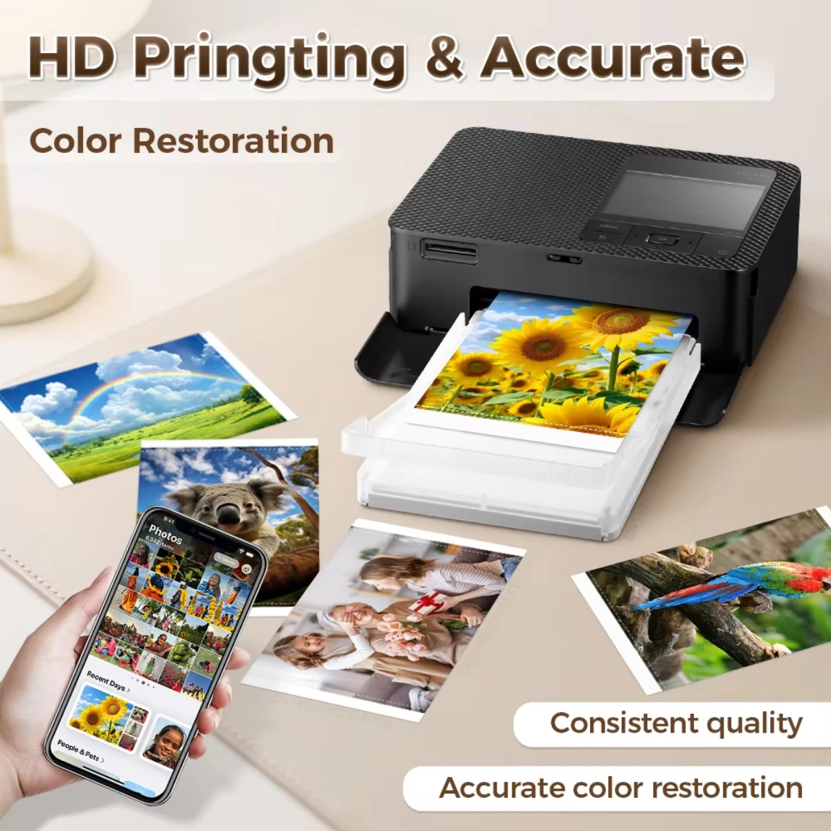 Color Ink Paper Set for Canon Selphy CP1500 CP1300 CP1200 4x6 Full Color Photo Printer Glossy Paper 36 Sheets 1 Ink Cartridge