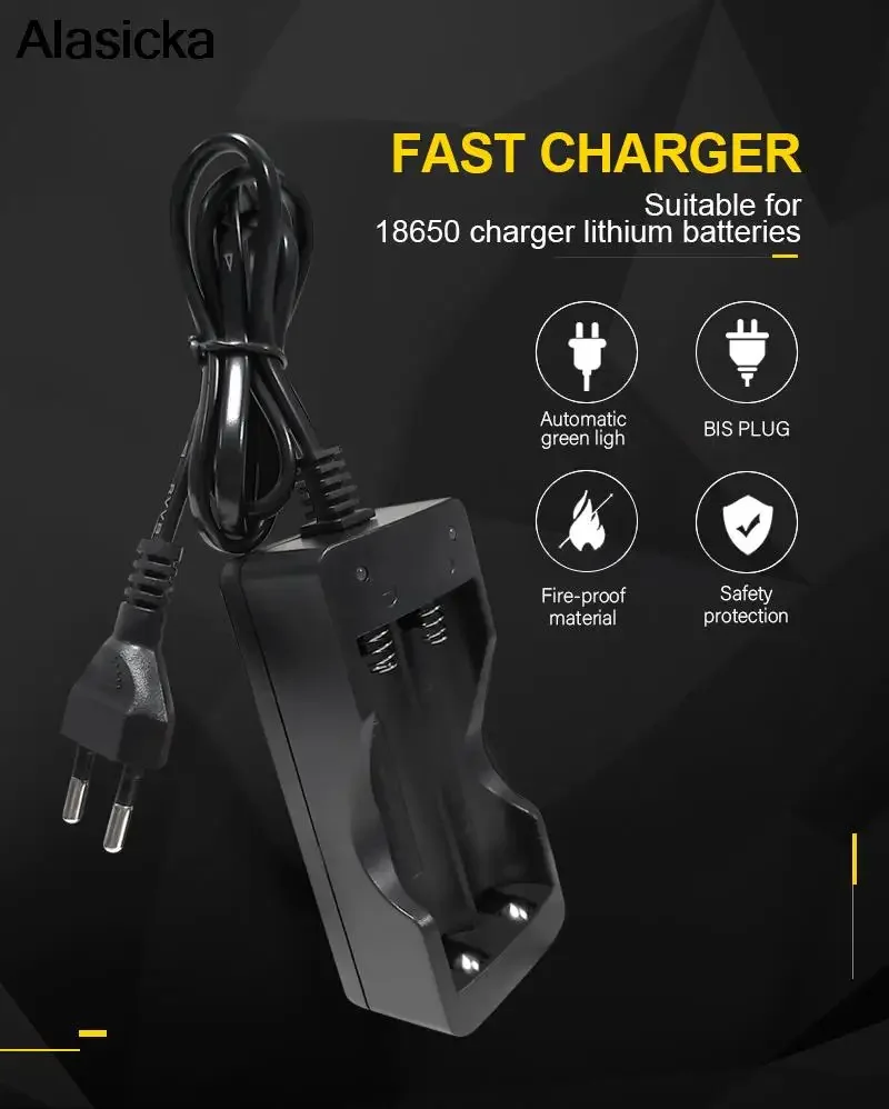 2 slots EU Smart charging Li-ion Rechargeable Battery charger 18650 battery charger