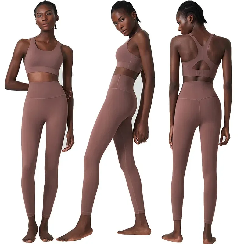 Ensemble de sport et de fitness élastique pour femme, absorbant les chocs, séchage rapide, moulant, deux pièces, course à pied, yoga