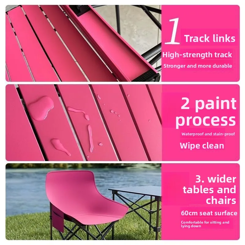 مجموعة طاولة وكرسي قابلة للطي في الهواء الطلق، معدات كشك التخييم المحمولة السميكة المحدثة، طاولة لف البيض، كرسي القمر