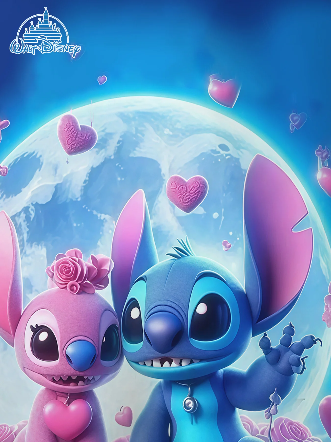 سويت شيرت بغطاء للرأس متعدد الاستخدامات للأطفال، طباعة رومانسية من Stitch Angel، بلوزة للأطفال للجنسين لجميع المواسم، مثالية للملابس الخارجية