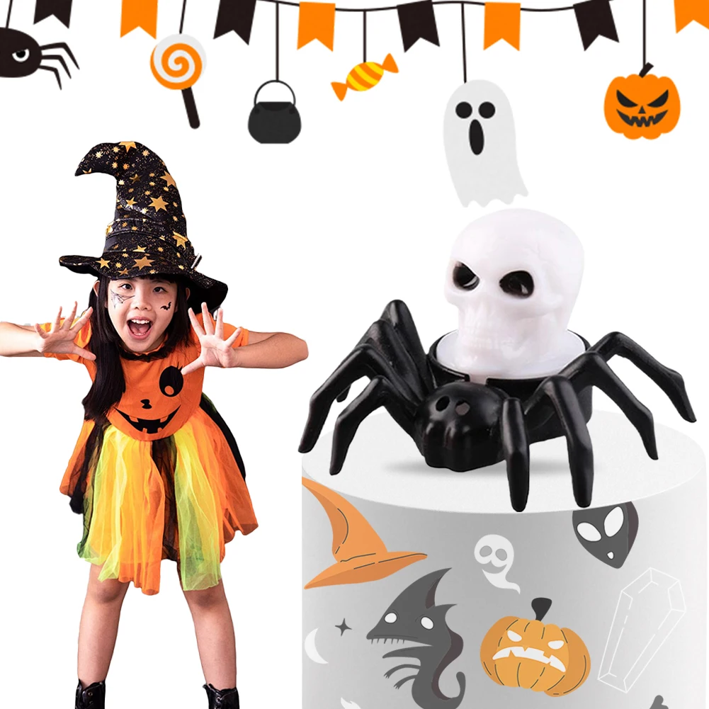 12 قطعة LED الهالوين الرعب العنكبوت ضوء بطارية تعمل العنكبوت الخلفي العين ظهرت شمعة مصباح العنكبوت العين ضوء LED ضوء شمعة #5