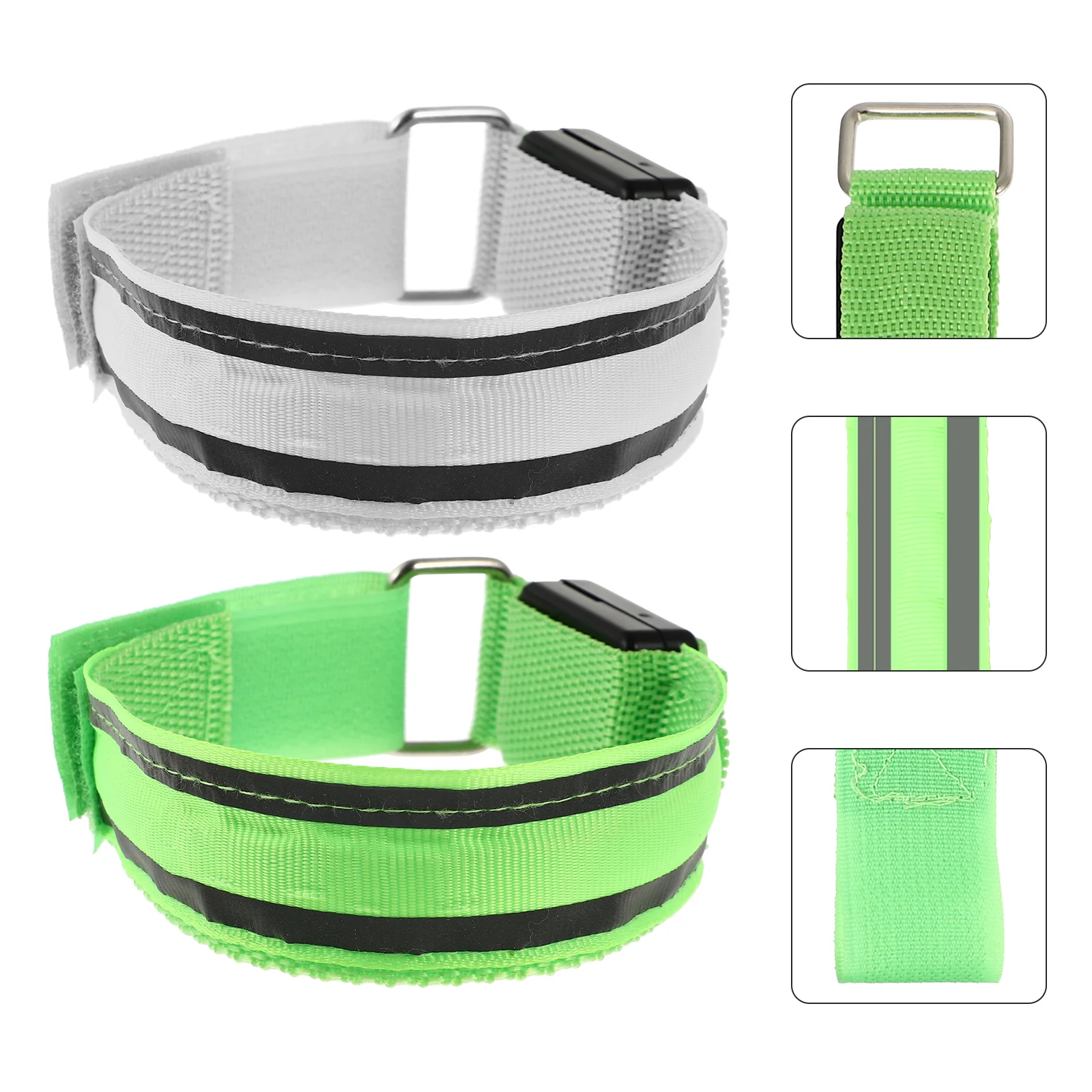 

2 Pcs Fluorescent Arm Bands LED Strap for Night Running Walking Hiking Cycling High Visibility Lightweight Nylon