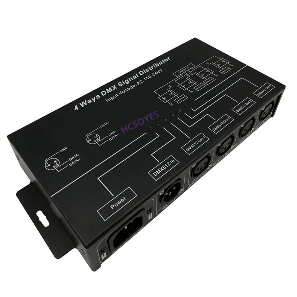 DMX124 AC100V-240V المدخلات DMX512 مكبر للصوت الفاصل DMX مكرر إشارة 4CH 4 منافذ الإخراج DMX موزع الإشارات #2