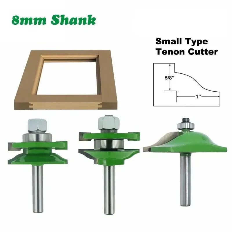 3 unid/set 8MM vástago fresa tallado en madera puerta Panel gabinete espiga enrutador Bit gabinete Rail y Stile Set Panel Raiser Ogee Bit