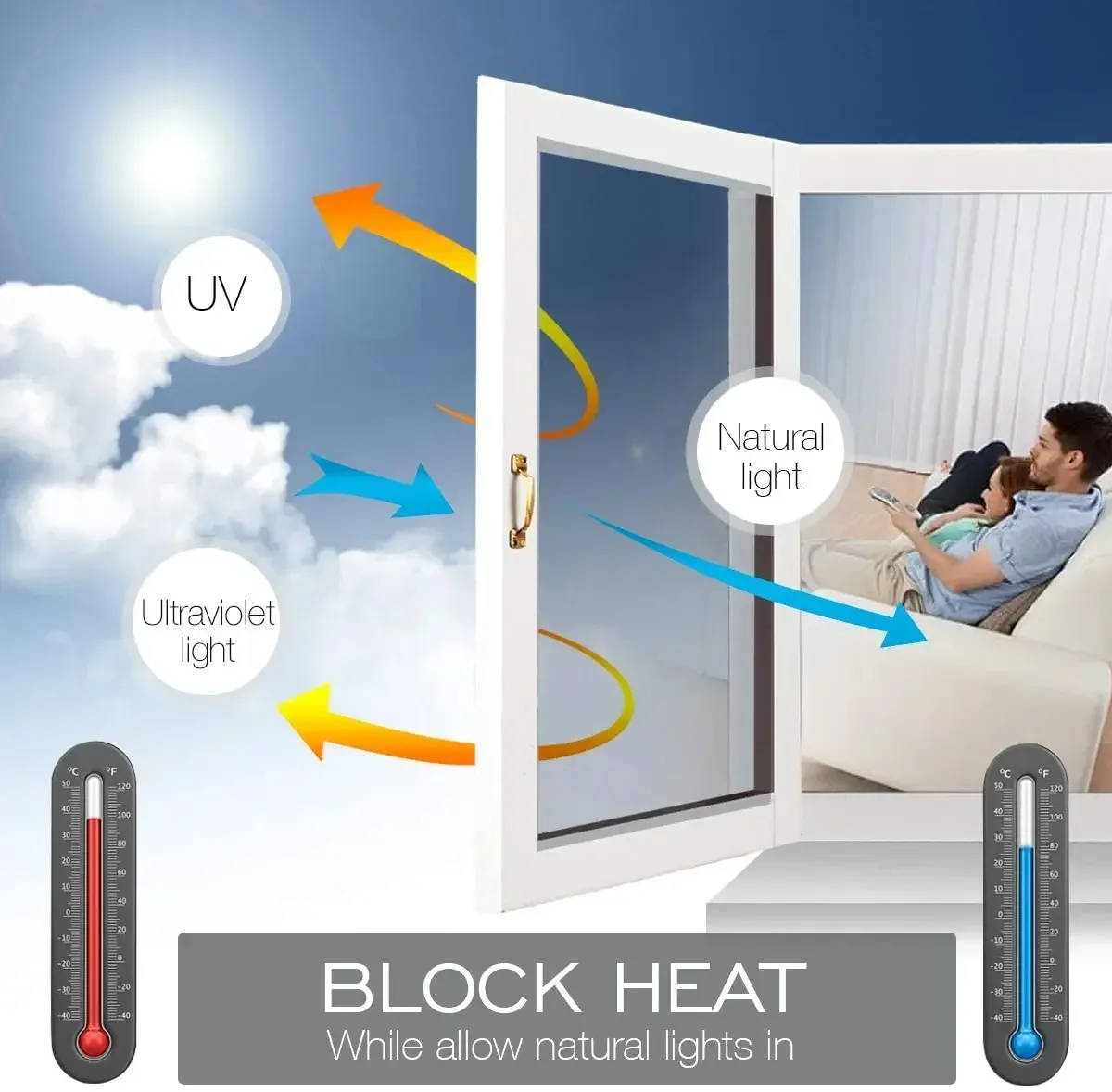 One Way Mirror Window Film Privacy Sun Blocking Glass Sticker Heat Control Reflective Film Self Adhesive Window Tint