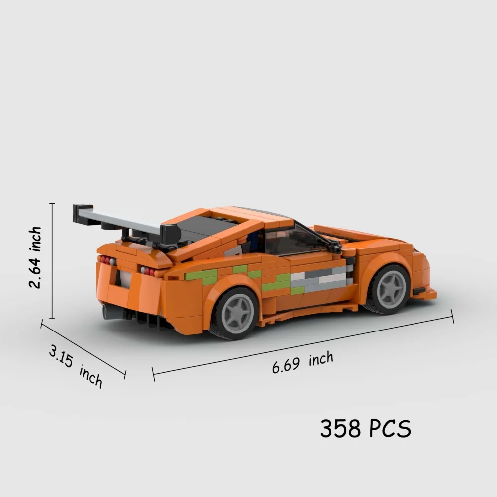 358 Uds. Bloques de construcción MOC para coche Toyota MK4 358 Uds. Bloques de construcción MOC para coche deportivo naranja Toyota MK4