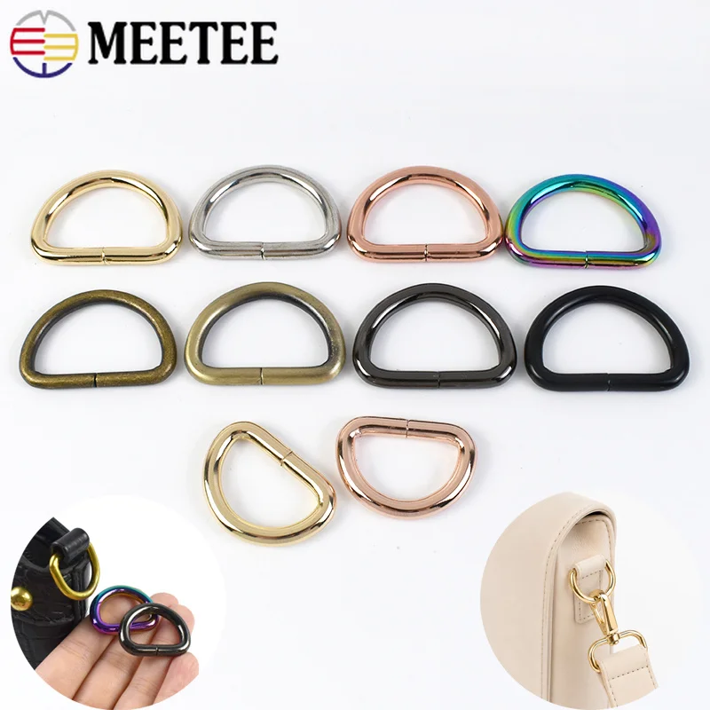 10/20Pcs 16/20/25/32/38mm Metal D Rings for Bag Strap Webbing Buckles Backpack Belt Connect Hook Clasp DIY Hardware Accessories