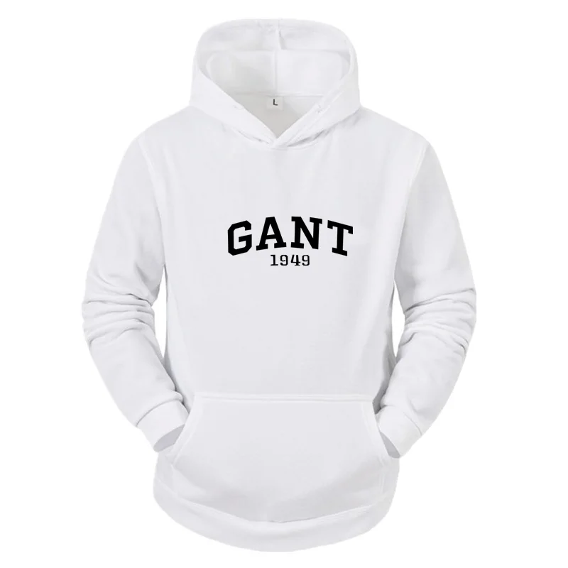 جديد 2025 للرجال Harajuku y2k خريف/شتاء موضة غير رسمية حروف غانت مطبوعة رياضية شارع مريحة من الصوف بغطاء للرأس دافئ