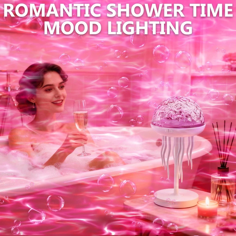 Intelligent Color Atmosphere Light 360 Degree Rotating Remote Control Night Light Colorful Creative Jellyfish Projection Light