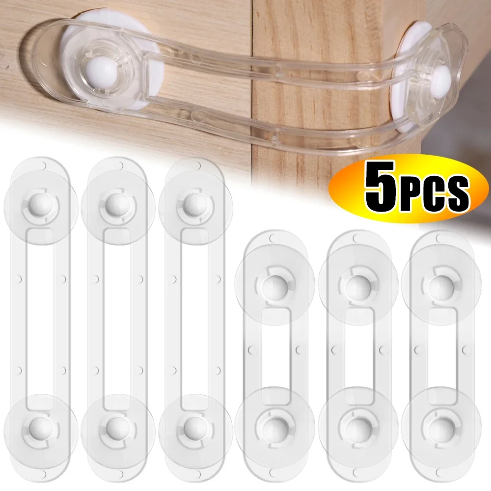 5pcs Baby Transparent Safety Locks Anti-opening Cabinet Open Glass Cabinet Safety Lock Anti-clip Hand Door Lock Fixing Clips