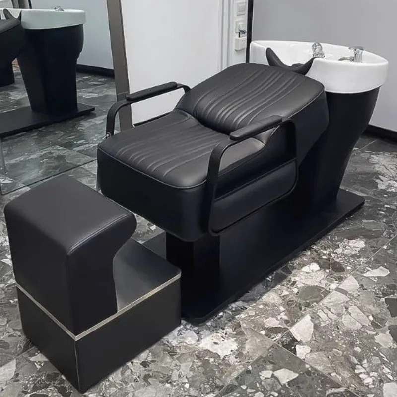 Internet celebrity half lying barber shop fashion shampoo bed simple high-end hair salon hair salon ceramic flush bed