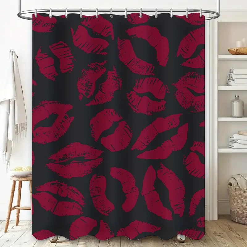 Pink Polka Dot Shower Curtain with Personalized Initials Decorative Floral Wreath Waterproof Bathroom Rug Mat Set for Home