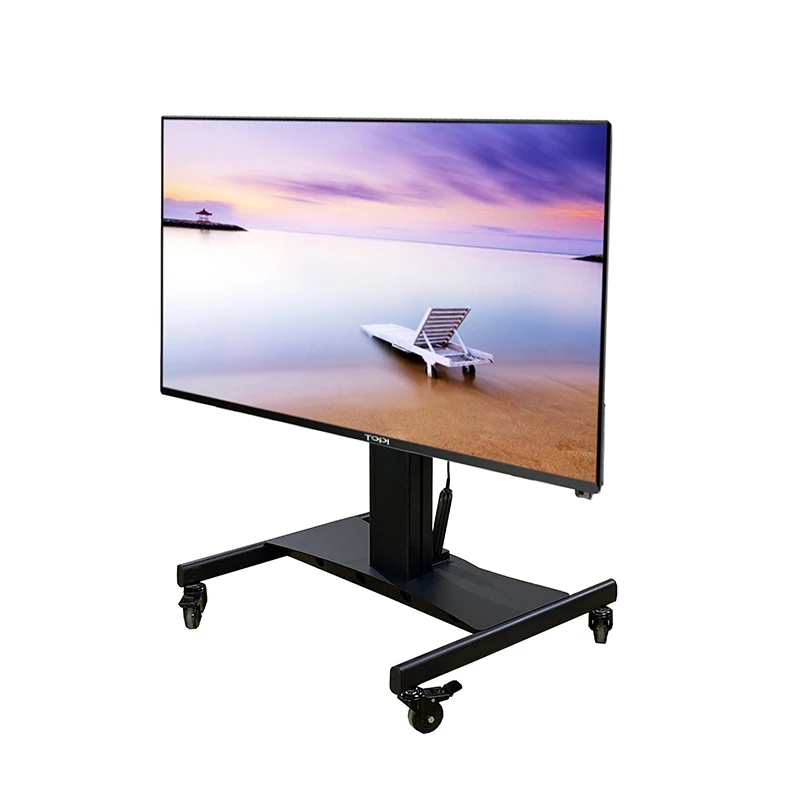 

China Low-Cost Electric Flip LCD TV Stand With Height Adjustment Mobile Cart Stand Movable Mount For TV Screen