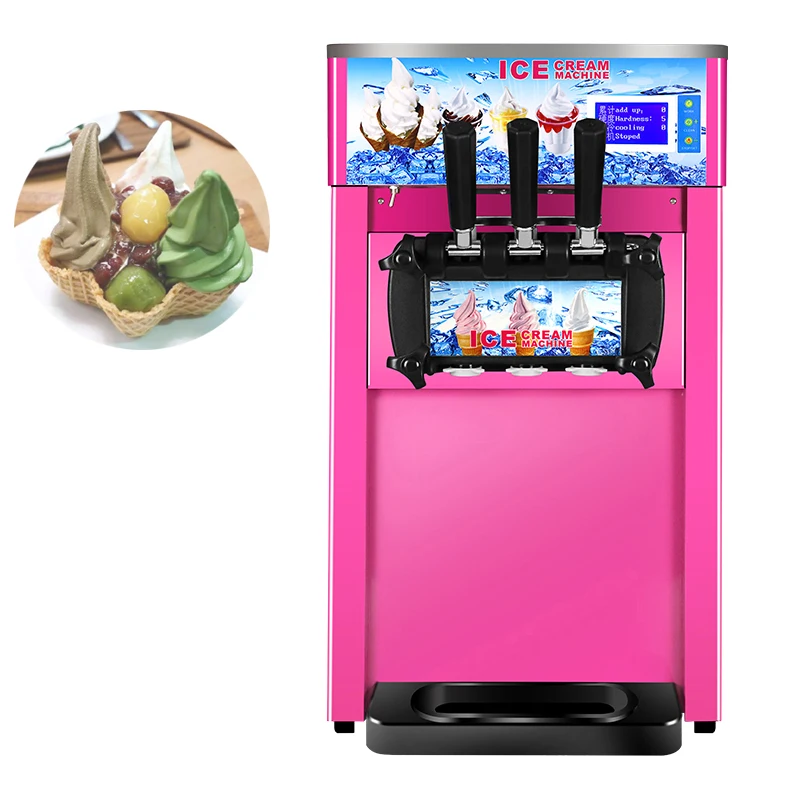 High Efficiency Ice Cream Making Machine Portable Soft Ice Cream Machine Three Nozzle mixed flavor Ice Cream Machine