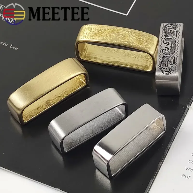 Meetee 35-40mm Metal Pure Copper Belts Loops Hook Solid Brass O D Ring Belt Buckle for Men\'s Clothing Craft Hardware Accessories