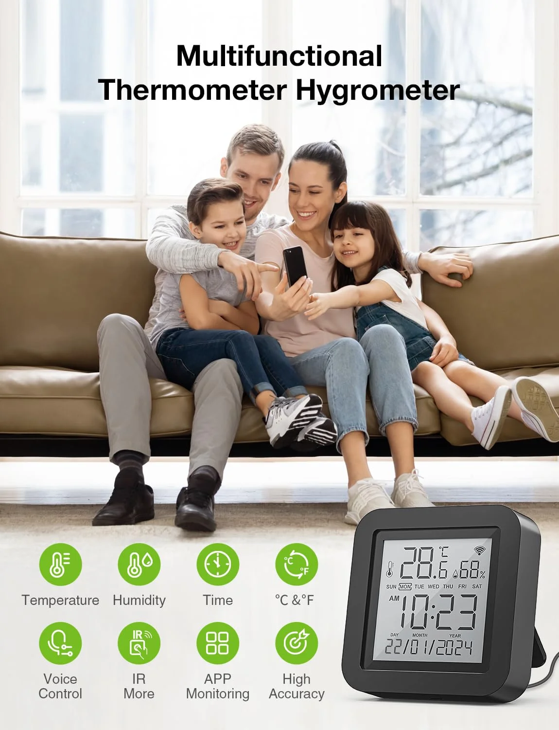 Tuya Smart WiFi Universal IR Remote Temperature Humidity Sensor for Air Conditioner Fan Works with Alexa Google Home SmartLife