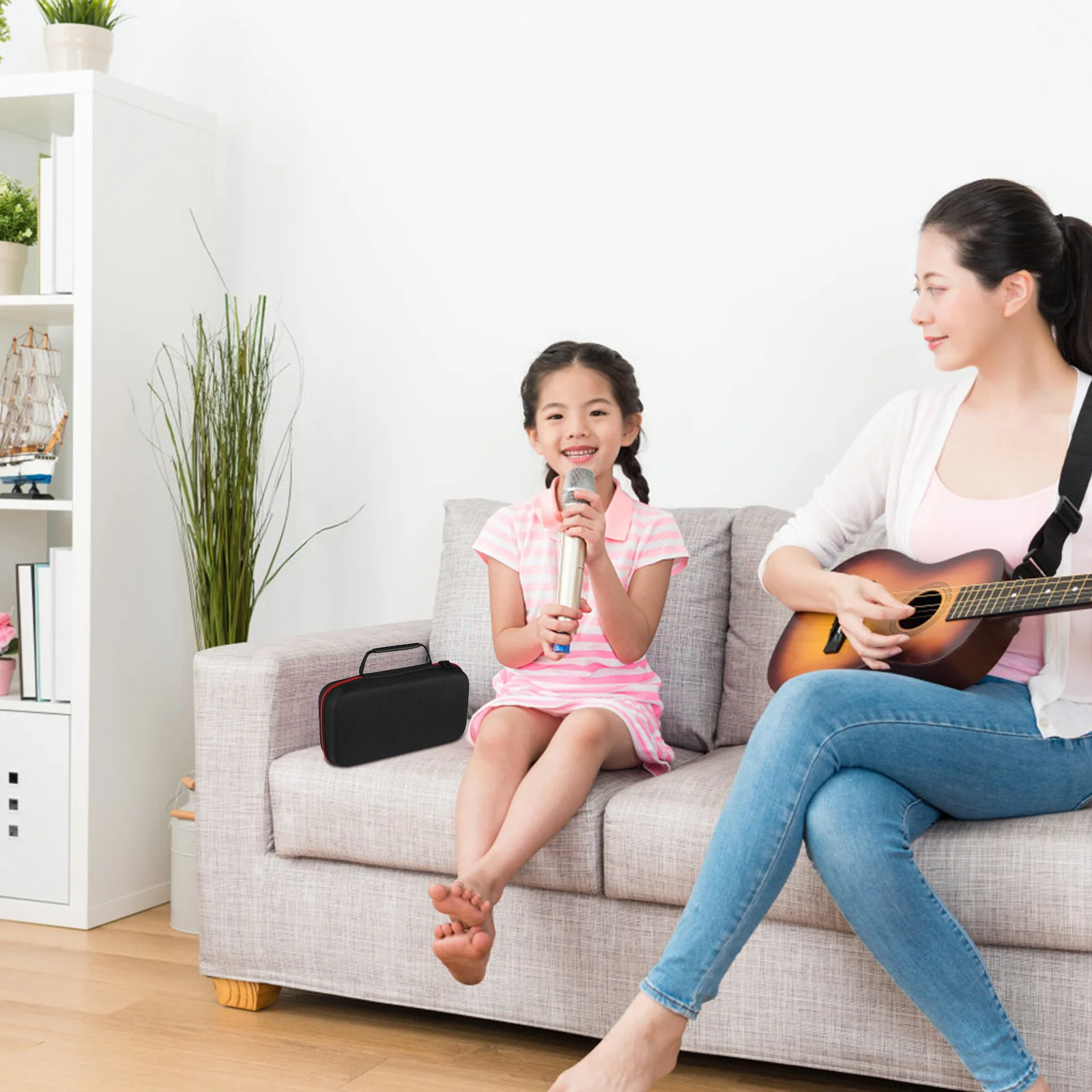 

1pcs Microphone Dual Mic Storage Bag Lightweight Protective Travel Case For Handheld Mics Zipper Compartment Portable Mic Carry