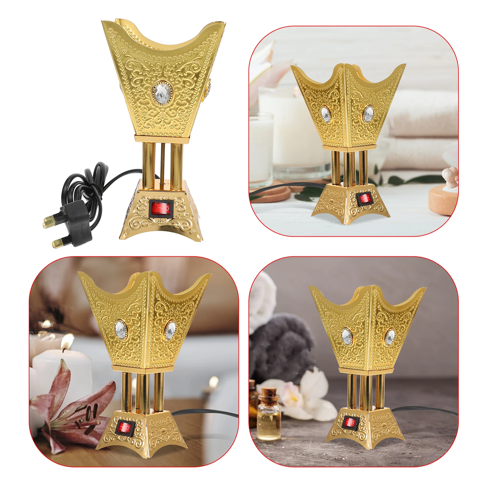 

Decorative Incense Burner Electric Aroma Stove Metal Censer Holder for Home Use Uk Plug Electric Incense Burner