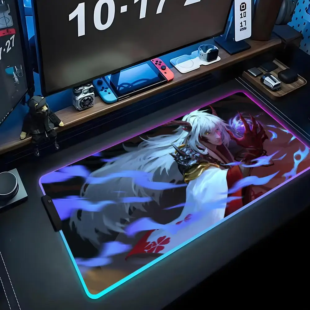 

Игровой onmyoji обои Коврик для мыши RGB Игровой коврик для мыши Большой светодиодный коврик для ПК Настольный коврик Светящийся коврик для мыши Большие коврики для клавиатуры Настольный коврик