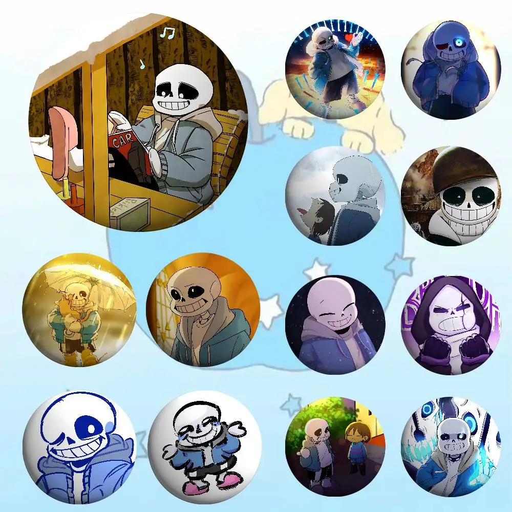 Cute H-Undertale Sans-W Badges Tinplate Soft Button Pin Brooch Metal Badge Custom Jewelry Accessories Hat Bag Lapel