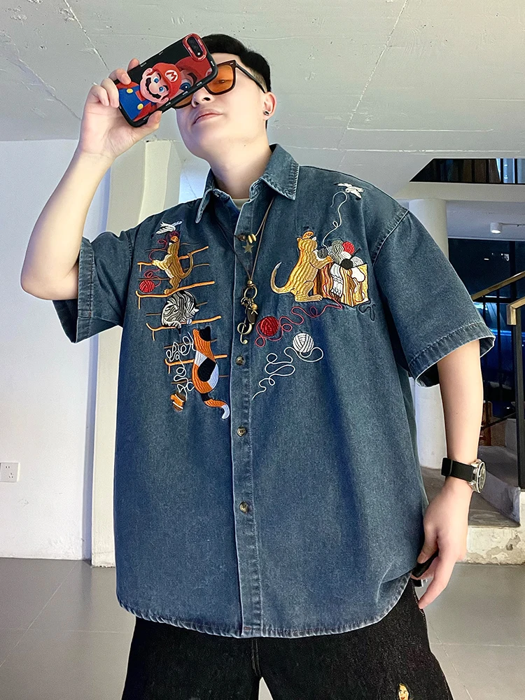 

Модная молодежная хлопковая футболка унисекс с вышивкой в мультяшном стиле, свободного кроя, летняя, винтажная, от трендового бренда