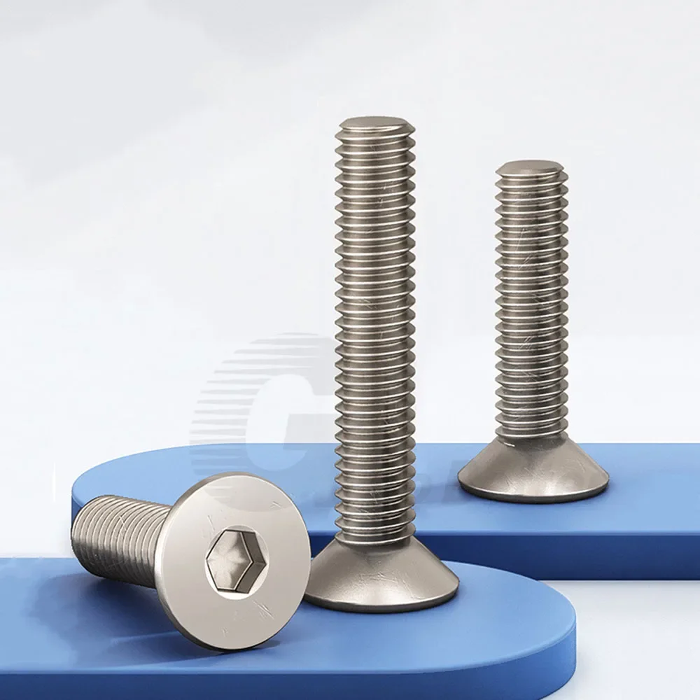 2-100Pc Hex Socket Machine Screws M1.6 M2 M2.5 M3 M4 M5 M6 M8 M10 M12 Grade 10.9 Alloy Steel Hexagon Flat Countersunk Head Bolts