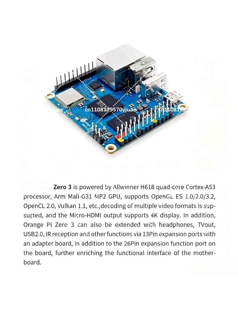 Orange Pi Zero 3 Development Board DDR4 WiFi5 Bluetooth 5.0 Mini Computer Support 1GB 2GB 4GB RAM