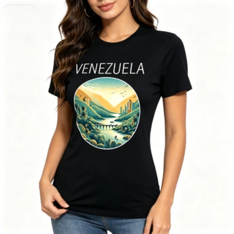 Tshirt Venezuela Tropical Scenic Illustration South American Country Travel Souvenir Casual Outdoor Streetwear Short Sleeve Tee