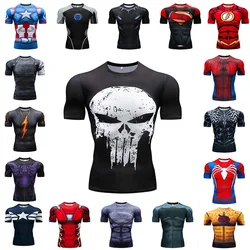 Compression Running shirt Men 3D Printing Short Sleeve Sport Acitve Wear for Male Gym Clothing Fitness Bodybuilding Workout Tops