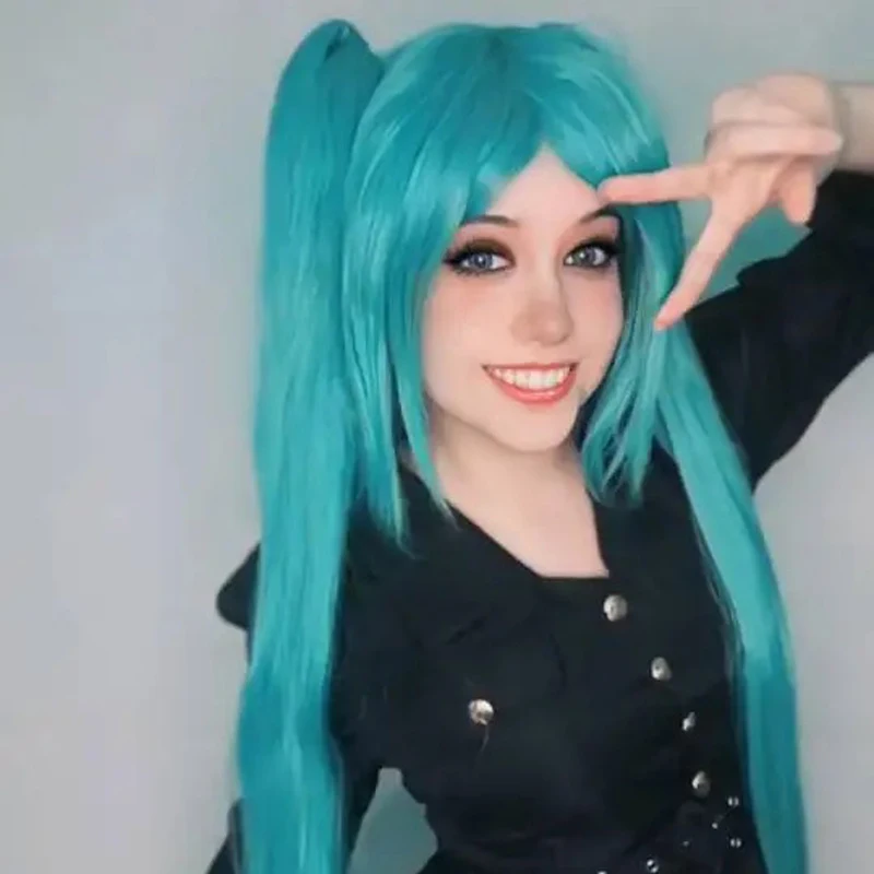 Włosy syntetyczne VOCALOID Sakura Hatsune Miku długie kucyki zielone peruka do Cosplay