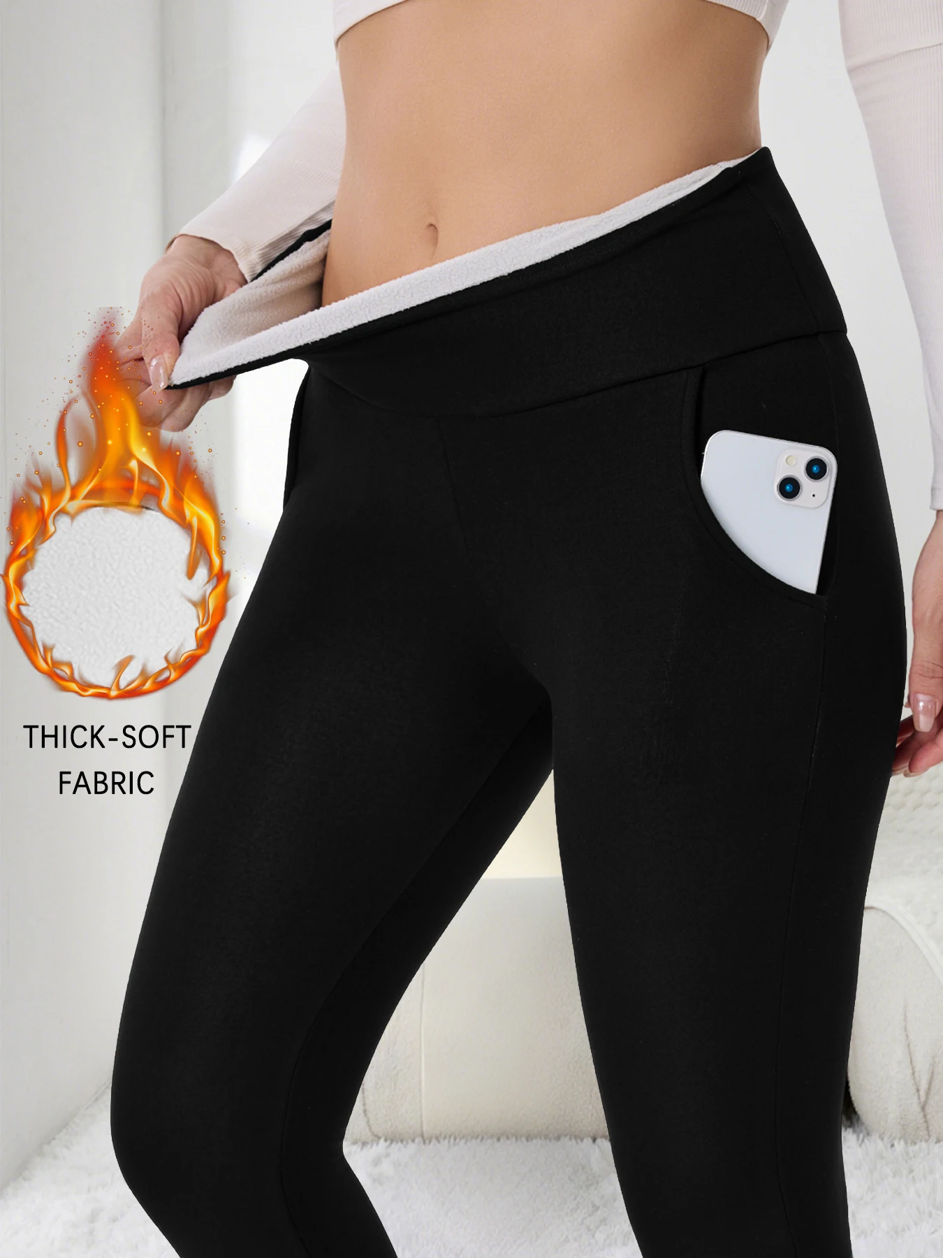 

Зимние термолеггинсы с карманами и контролем живота. Женские дизайнерские леггинсы на флисовой подкладке с высокой талией обеспечивают тепло для холодной погоды.