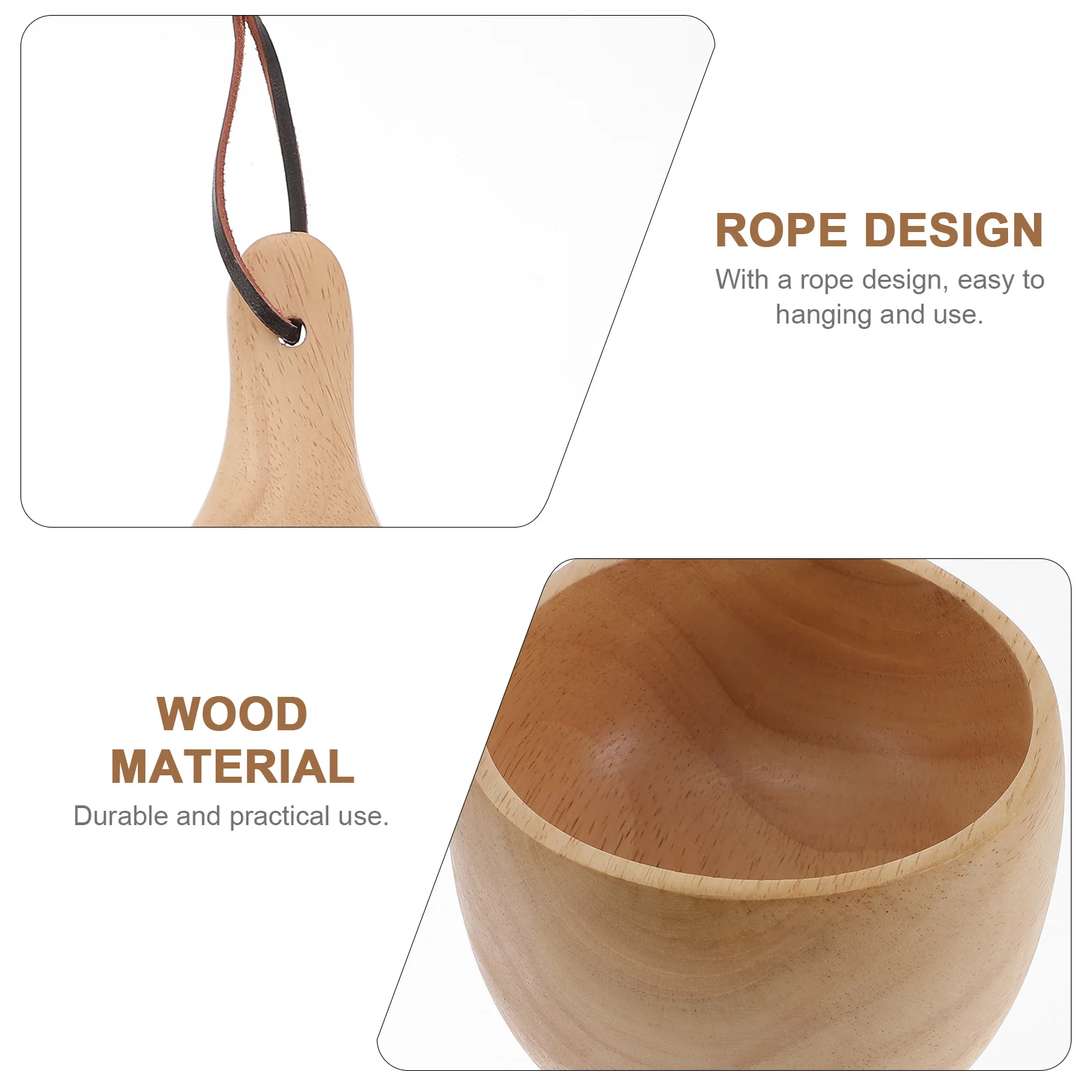 

Water Cup Wooden Premium Milk Cup Coffee Tea Beer Mug Hanging Rope Water Bottle Use Home Bar Restaurant