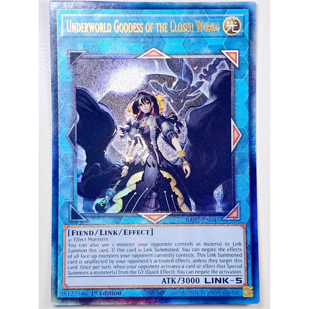 

DIY Yu-Gi-Oh! English Version RA02-EN045 UTR Underworld Goddess of The Closed World Anime Peripheral Game Collection Card Gift