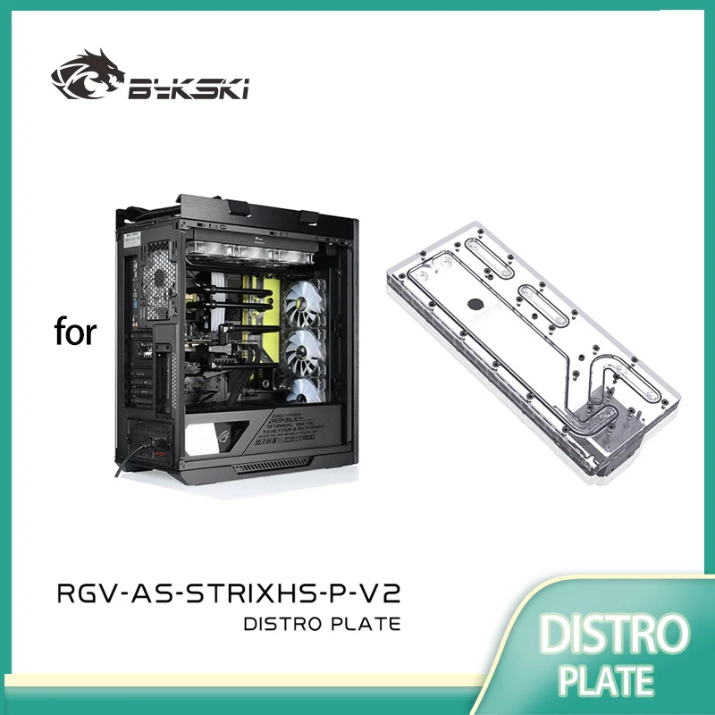 BYKSKI Distro Plate Acrylic for ASUS ROG Strix Heli Case / Make Pipeline Layout Clear / Support DDC Pump / RGV-AS-STRIXHS-P-V2