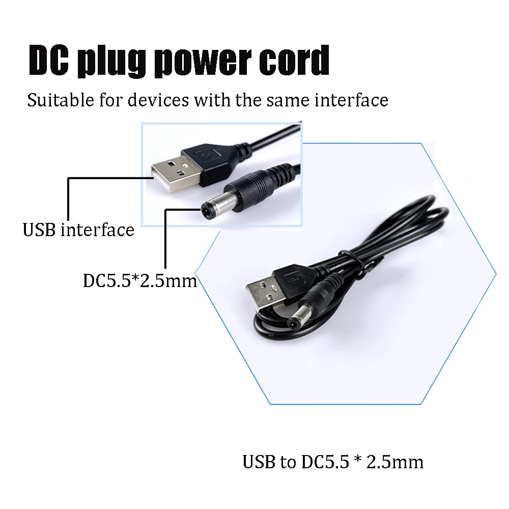 2Piece USB To DC5.5 * 2.5 Power Cord 1-Meter  Charging Cable Router Speaker LED Data Cable Direct Input Type  Power Supply Cord