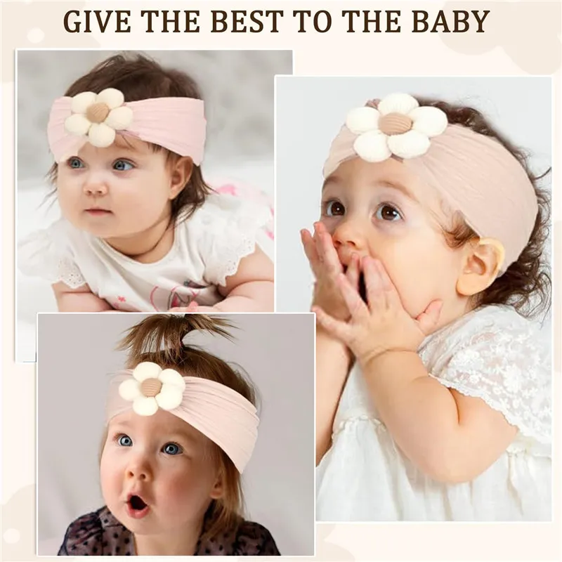 Wecute 3 Stück Baby Blume Stirnband Nylon Baby Mädchen Stirnbänder weiche Haar bänder Baby Kopf bedeckung Zubehör für Neugeborene Kleinkinder