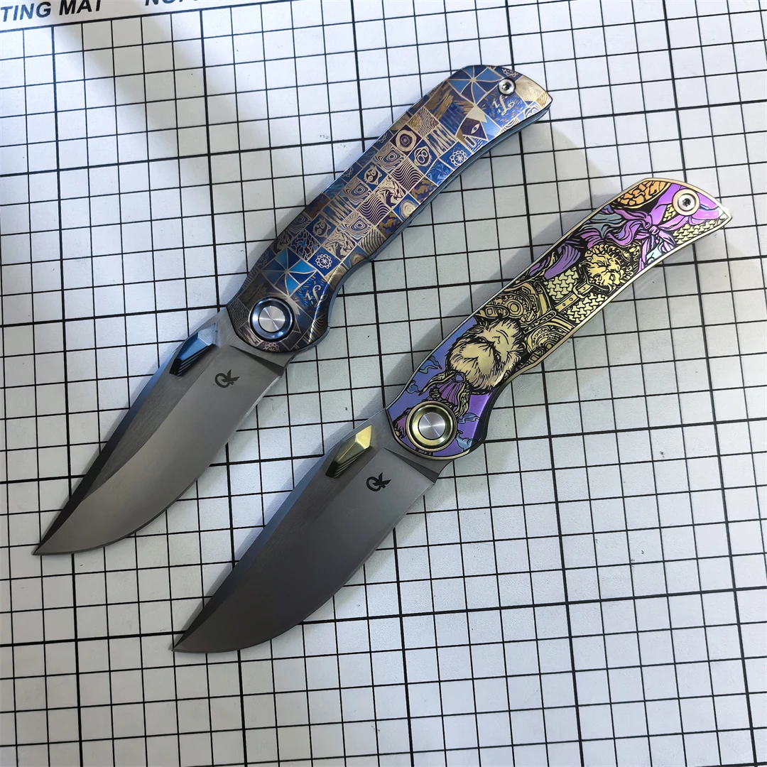QK Original M390 Blade Folding Knife Titanium Alloy Handle Ceramic Bearings Outdoor Camping Hiking Rescue EDC Defense Tool