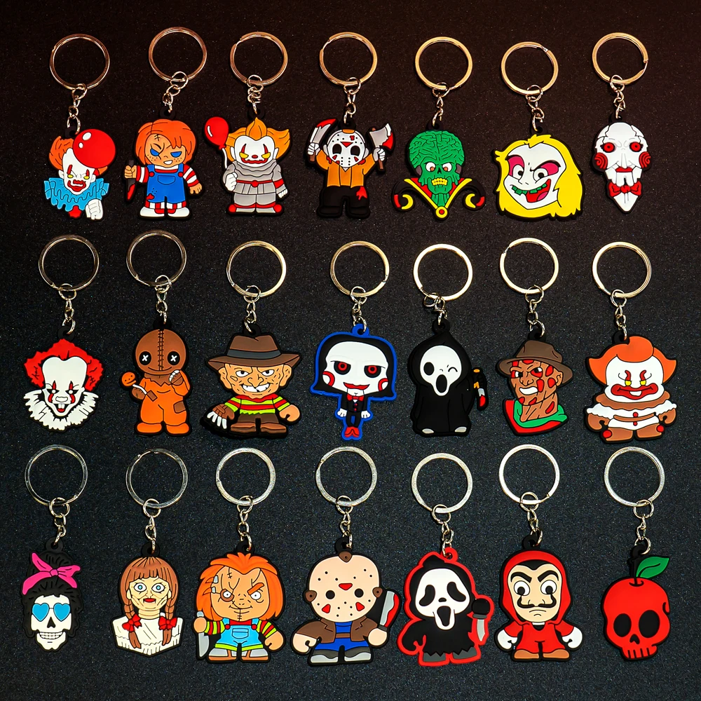 50PCS PVC Keychain Funny Style Horror Movie Character Keyring New Arrival Custom Key Chain Accessories Wedding Party Souvenir