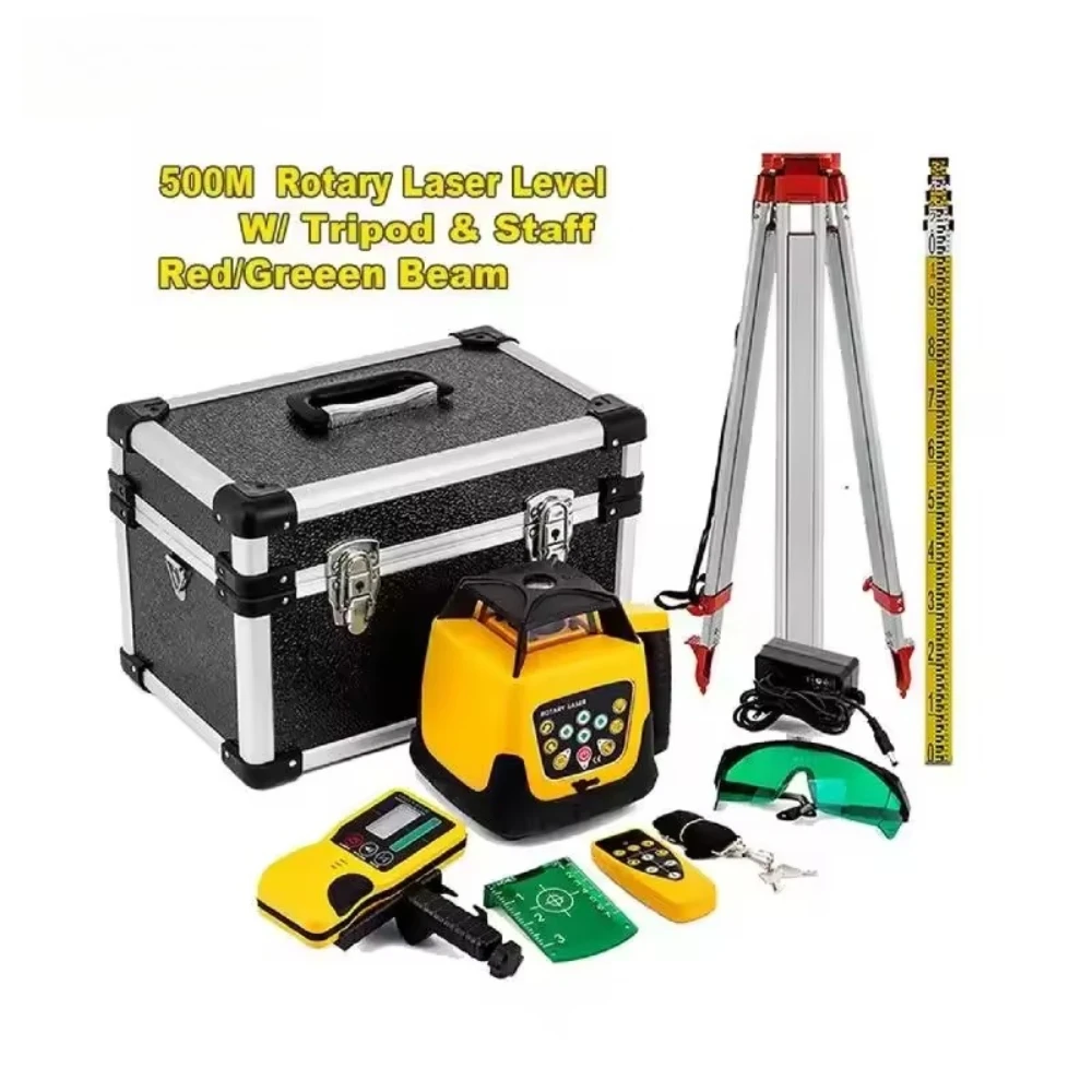 VEVOR Laser Obrotowy 360°, Samopoziomujący, Pomiar Skanujący Pionowo-Horizontowo 500m, Narzędzia Pomiarowe, Czerwony Zielony Laser, Poziomica Laserowa