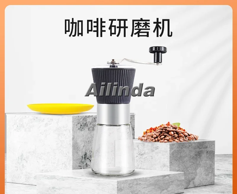 New Hand-Cranked Glass Coffee Mill Manually Operated Coffee Grinder Washable Ceramic Core