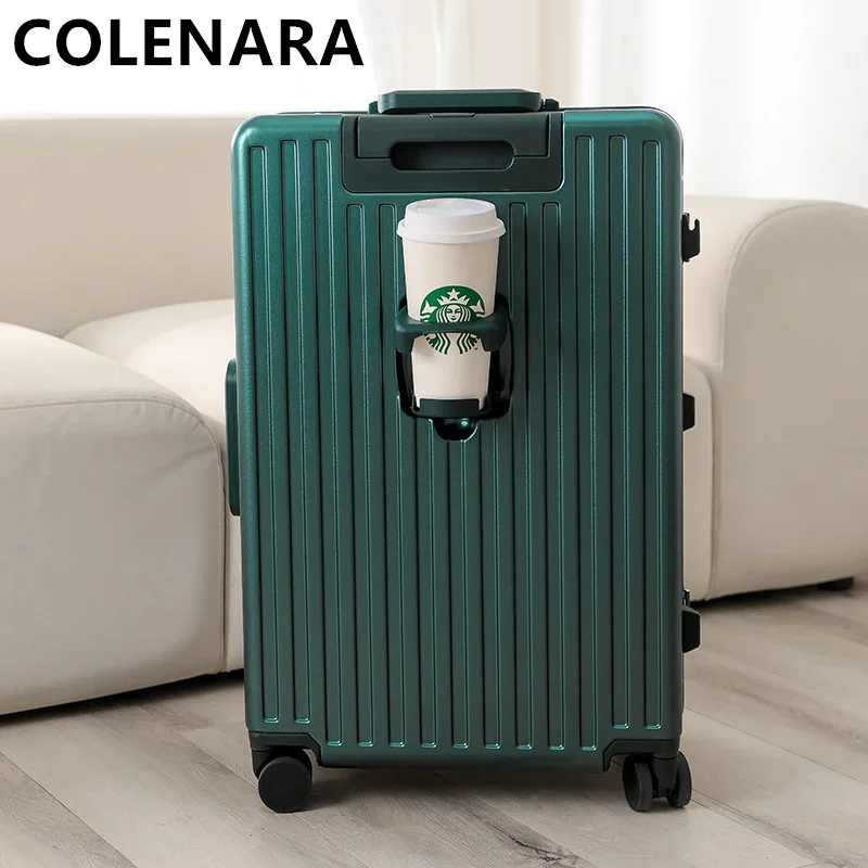 COLENARA ABS+PC Suitcase USB Charging Front Opening Boarding Case 20"24"26 Inch Laptop Trolley Case Carry-on Travel Luggage