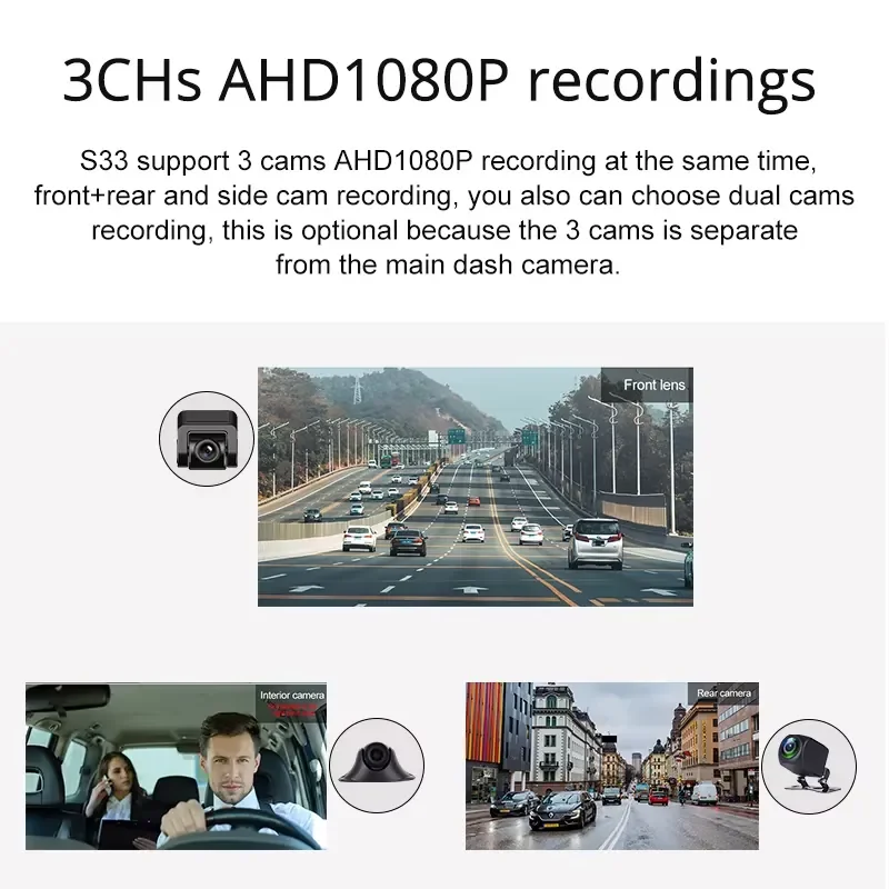 HD 1080P Dashcam Mirror Three Lens Driving Recorder With Wide Angle APP Control Car Recorder
